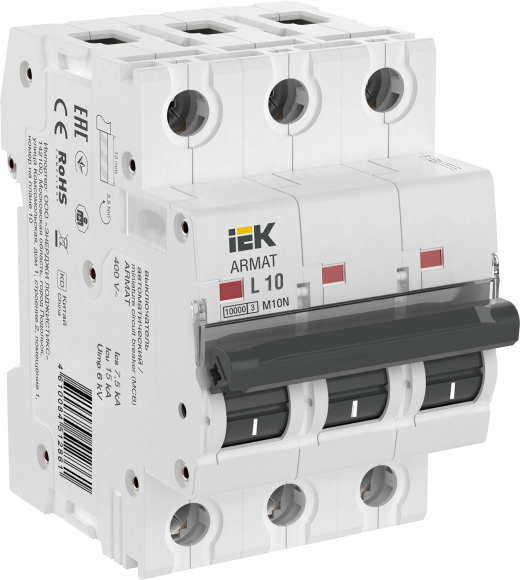 IEK ARMAT Автоматический выключатель M10N 3P L 10А IEK, AR-M10N-3-L010