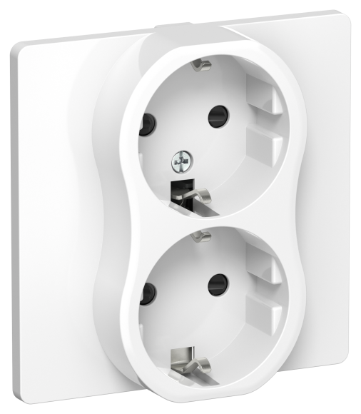 IEK FLITE Розетка 2-местная с заземлением с защитными шторками безвинтовое крепление 16А РСш12-1-К-ФлБ белый IEK, FI-R24C-16-1-K01