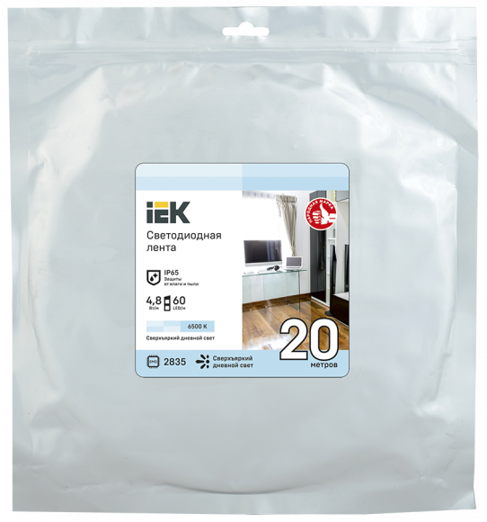 IEK Лента светодиодная 20м LSR-2835W60-4,8-IP65-12В IEK, LSR1-2-060-65-3-20