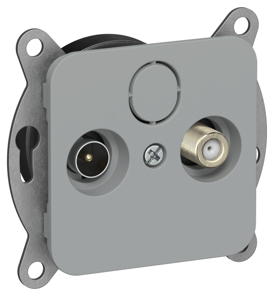 IEK FLITE Розетка 2-местная TV+SAT экранированная оконечная РТВс-2-1-1-ФлС серый IEK, FI-AF23-O-K03