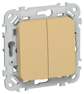 FLITE Выключатель 2-клавишный 10А ВС12-1-0-ФлШм шамуа IEK, FI-V20-0-10-1-K89