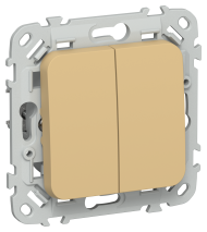 FLITE Выключатель 2-клавишный 10А ВС12-1-0-ФлШм шамуа IEK, FI-V20-0-10-1-K89