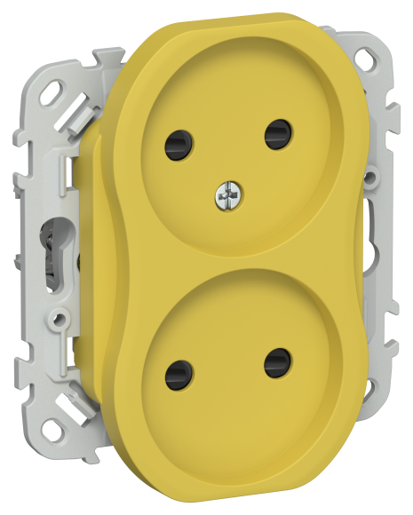 IEK FLITE Розетка 2-местная без заземления с защитными шторками 10А РСш02-0-ФлЖК желтый карри IEK, FI-R23-10-K44
