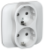 IEK FLITE Розетка 2-местная с заземлением с защитными шторками 16А РСш12-0-А-ФлЖ жемчуг IEK, FI-R24A-16-K36