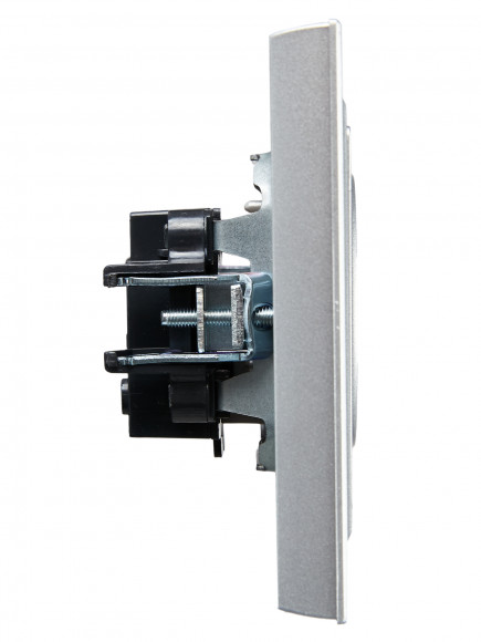 IEK BRITE Розетка 1-местная без заземления без защитных шторок 10А в сб. РСР10-1-0-БрА алюминий , BR-R10-10-K47-F