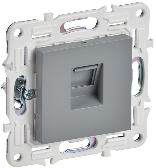 IEK SKANDY Розетка компьютерная RJ45 кат.6 SK-K02Gr серый , SK-K10-2-K03