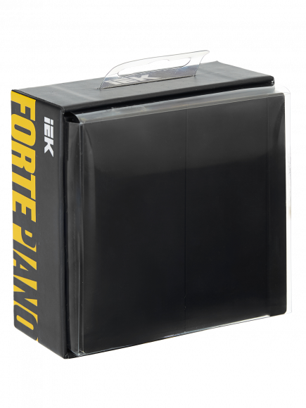 IEK FORTE&PIANO Выключатель 2-клавишный с индикацией 10А FP106 черный , FP-V20-1-10-1-K02