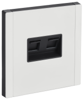 FORTE&PIANO Розетка компьютерная двойная RJ45 кат.6 FP234M металл белый IEK, FP-K20-2-M-K01