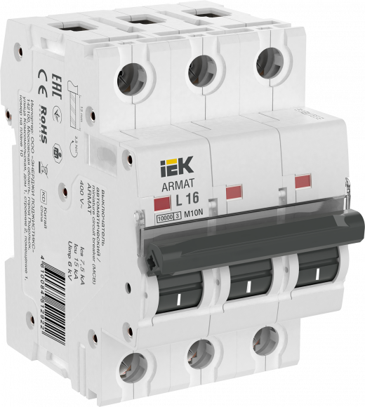 IEK ARMAT Автоматический выключатель M10N 3P L 16А IEK, AR-M10N-3-L016