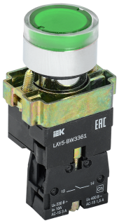 Кнопка управления LAY5-BW3361 с подсветкой зеленый 1NO IEK, BBT50-BW-K06 Кнопка управления LAY5-BW3361 с подсветкой зеленый 1NO IEK, BBT50-BW-K06
