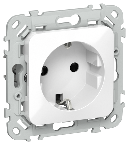 IEK FLITE Розетка с заземлением с защитными шторками 16А РСш11-0-ФлБ белый IEK, FI-R14-16-K01