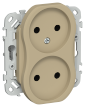 FLITE Розетка 2-местная без заземления без защитных шторок безвинтовое крепление 10А РС02-1-ФлХ хаки IEK, FI-R20-10-1-K59