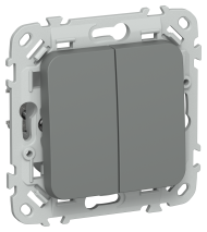 FLITE Выключатель 2-клавишный 10А ВС12-1-0-ФлМА мокрый асфальт IEK, FI-V20-0-10-1-K80