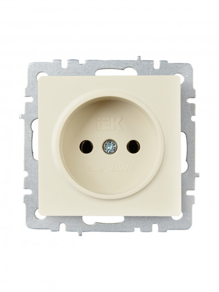 IEK BRITE Розетка 1-местная без заземления без защитных шторок 10А РС10-1-0-БрКр бежевый , BR-R10-10-K10