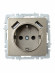 IEK BRITE Розетка 1-местная с заземлением с защитными шторками 16А с USB A+A 5В 3,1А РЮш10-2-БрШ шампань , BR-R14-16-U21-D31-K37