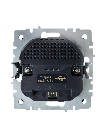 IEK BRITE Розетка 1-местная с заземлением с защитными шторками 16А с USB A+A 5В 3,1А РЮш10-2-БрШ шампань , BR-R14-16-U21-D31-K37