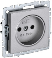 BRITE Розетка 1-местная без заземления с защитными шторками 10А РСш10-2-БрА алюминий IEK, BR-R13-10-K47 BRITE Розетка 1-местная без заземления с защитными шторками 10А РСш10-2-БрА алюминий IEK, BR-R13-10-K47