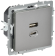 IEK BRITE Розетка USB A+C 45Вт высокоскоростная зарядка РЮ11-2-БрС сталь IEK, BR-U22-045-K46