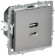 IEK BRITE Розетка USB A+C 45Вт высокоскоростная зарядка РЮ11-2-БрС сталь IEK, BR-U22-045-K46