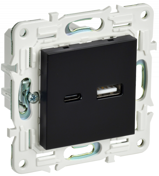 IEK SKANDY Розетка USB A+C 3,1А SK-R14Bl черный IEK, SK-U22-D31-K02