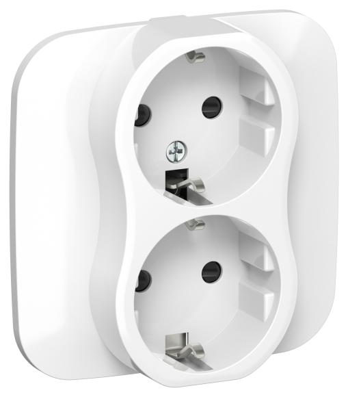 IEK FLITE Розетка 2-местная с заземлением с защитными шторками безвинтовое крепление 16А РСш12-1-А-ФлБ белый IEK, FI-R24A-16-1-K01
