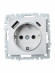 IEK BRITE Розетка 1-местная с заземлением с защитными шторками 16А с USB A+C 18Вт РЮш11-1-БрА алюминий , BR-R14-16-U22-018-K47