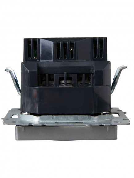 IEK BRITE Розетка 1-местная с заземлением с защитными шторками 16А с USB A+C 18Вт РЮш11-1-БрА алюминий , BR-R14-16-U22-018-K47