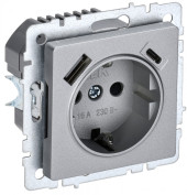 BRITE Розетка 1-местная с заземлением с защитными шторками 16А с USB A+C 18Вт РЮш11-1-БрА алюминий IEK, BR-R14-16-U22-018-K47 BRITE Розетка 1-местная с заземлением с защитными шторками 16А с USB A+C 18Вт РЮш11-1-БрА алюминий IEK, BR-R14-16-U22-018-K47