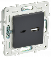 SKANDY Розетка USB A+C 3,1А SK-R14G графит , SK-U22-D31-K53