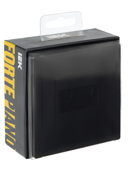 IEK FORTE&PIANO Розетка компьютерная двойная RJ45 кат.5E FP133 черный , FP-K20-1-K02