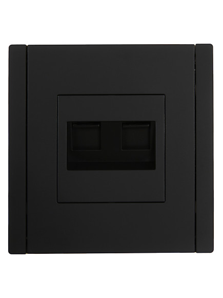 IEK FORTE&PIANO Розетка компьютерная двойная RJ45 кат.5E FP133 черный , FP-K20-1-K02