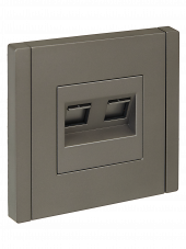 FORTE&PIANO Розетка двойная RJ11+RJ45 кат.5E FP535 сталь , FP-KT20-O-1-K46