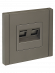 IEK FORTE&PIANO Розетка двойная RJ11+RJ45 кат.5E FP535 сталь , FP-KT20-O-1-K46