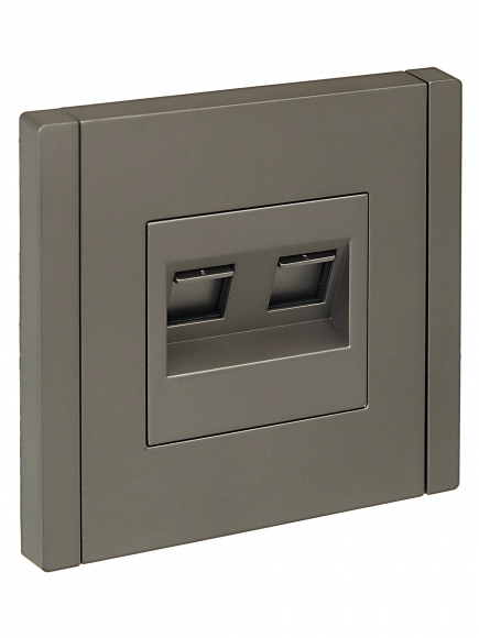 IEK FORTE&PIANO Розетка двойная RJ11+RJ45 кат.5E FP535 сталь IEK, FP-KT20-O-1-K46