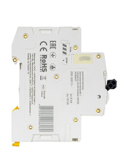 IEK ARMAT Автоматический выключатель M06N 1P D 6А IEK, AR-M06N-1-D006