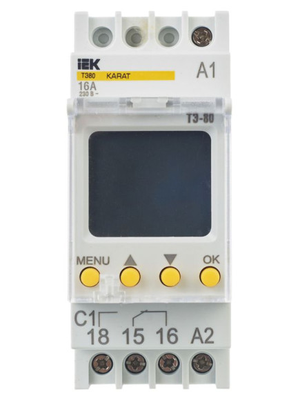 IEK Таймер ТЭ80 цифровой 16А 230В на DIN-рейку KARAT IEK, MTA10-16-080