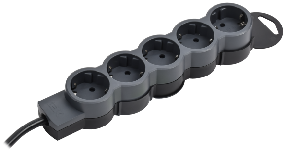 IEK STANDARD Удлинитель У05 5 мест 2P+PE 5м 3х1,5мм2 16А черный IEK, 695048