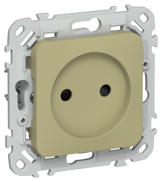 IEK FLITE Розетка без заземления с защитными шторками 10А РСш01-0-ФлО оливковый IEK, FI-R13-10-K26