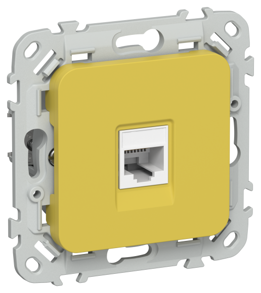 IEK FLITE Розетка компьютерная RJ45 категория 5Е UTP РК5е-1-0-ФлЖК желтый карри IEK, FI-K12-1-K44