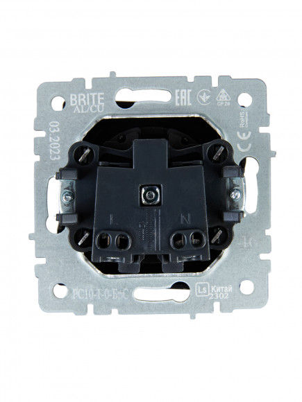 IEK BRITE Розетка 1-местная без заземления без защитных шторок 10А РС10-1-0-БрС сталь , BR-R10-10-K46