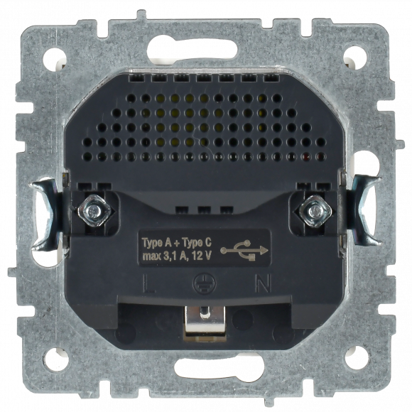 IEK BRITE Розетка 1-местная с заземлением с защитными шторками 16А с USB A+C 18Вт РЮш11-1-БрБ белый , BR-R14-16-U22-018-K01