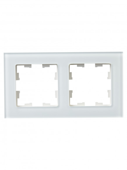 IEK BRITE Рамка 2-местная РУ-2-2-Бр стекло белый матовый , BR-M22-G-31-K01