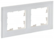 BRITE Рамка 2-местная РУ-2-2-Бр стекло белый матовый , BR-M22-G-31-K01