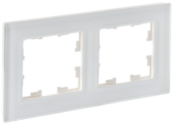 IEK BRITE Рамка 2-местная РУ-2-2-Бр стекло белый матовый IEK, BR-M22-G-31-K01