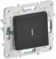 SKANDY Выключатель 1-клавишный проходной с индикацией 10А SK-V08G графит , SK-V12-1-10-K53