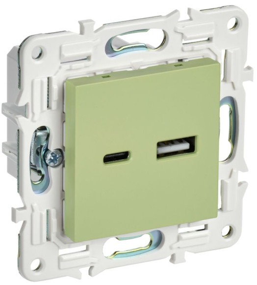 IEK SKANDY Розетка USB A+C 3,1А SK-R14G мятный , SK-U22-D31-K06 IEK SKANDY Розетка USB A+C 3,1А SK-R14G мятный , SK-U22-D31-K06