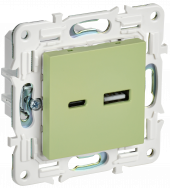 SKANDY Розетка USB A+C 3,1А SK-R14G мятный , SK-U22-D31-K06