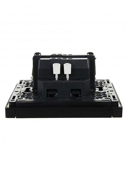 IEK FORTE&PIANO Выключатель 1-клавишный проходной 10А FP103 черный , FP-V12-0-10-1-K02