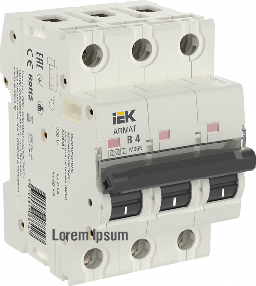 IEK ARMAT Автоматический выключатель M06N 3P B 4А IEK, AR-M06N-3-B004