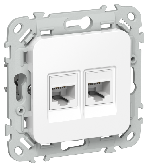 IEK FLITE Розетка 2-местная компьютерная RJ45 категория 6 UTP РК6-2-0-ФлБ белый IEK, FI-K22-2-K01